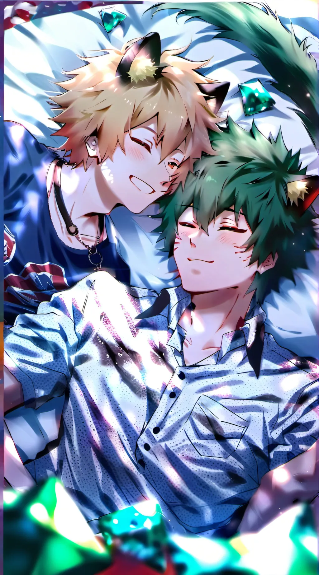 ai character: Cat Deku & Bakugo background
