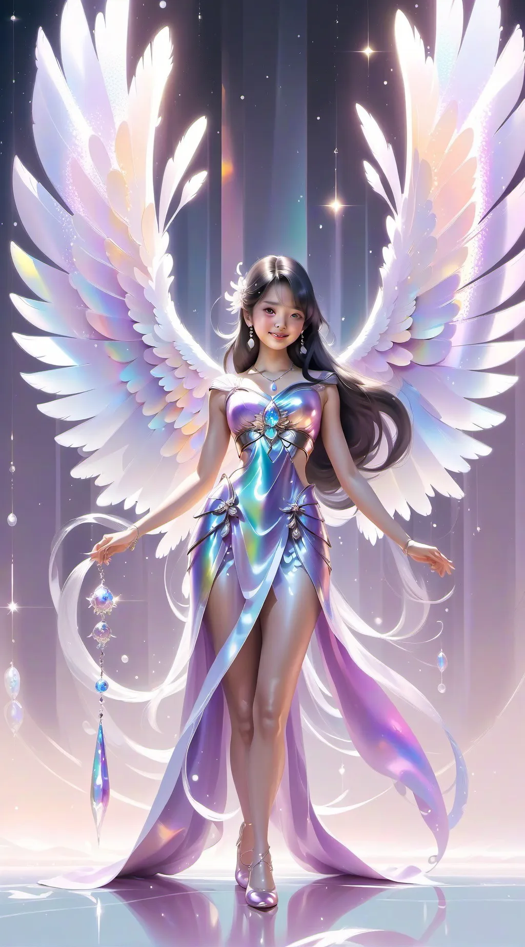 ai character: tv woman  background