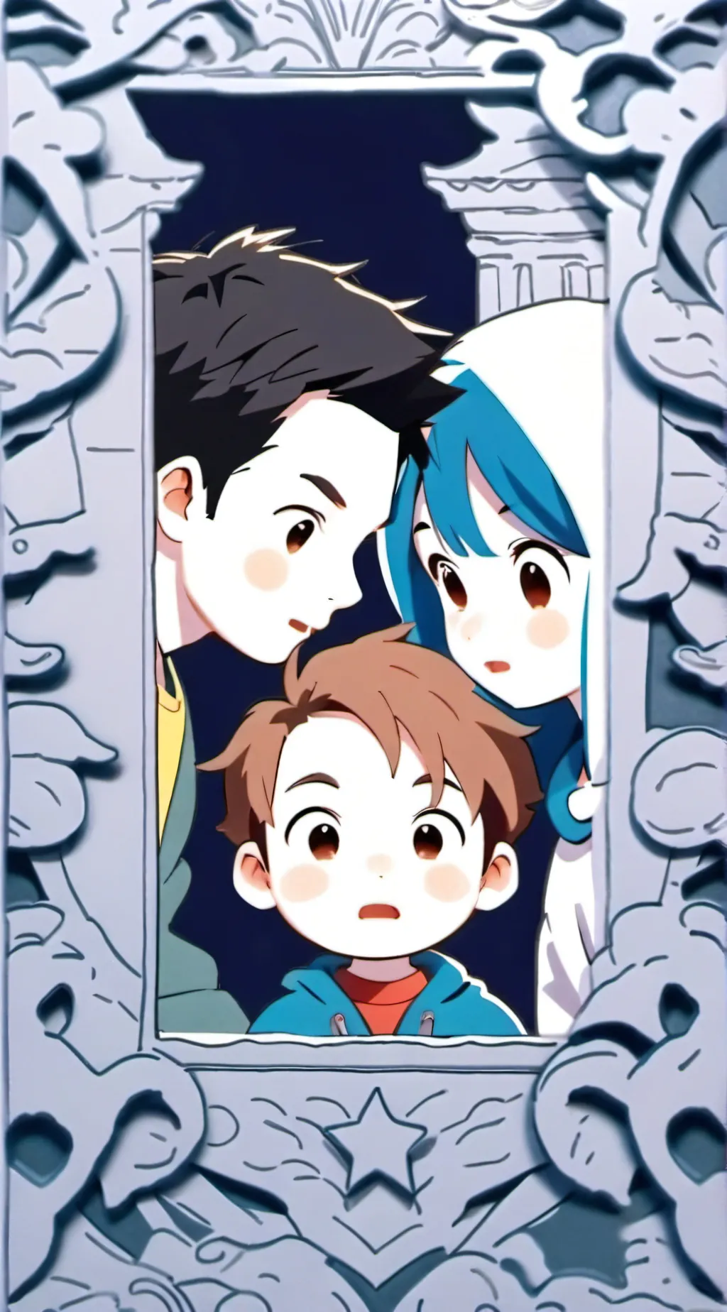 ai character: happy family  background