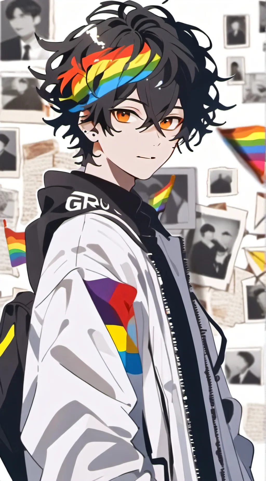 ai character: polka background