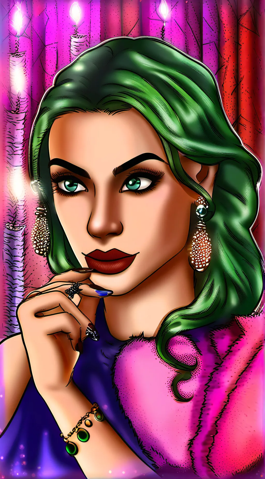 ai character: Emerald background