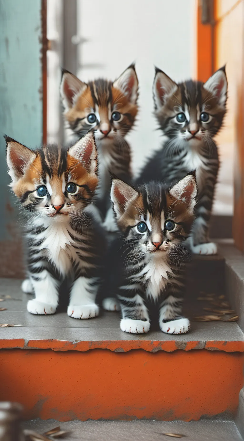 ai character: 5 kittens background