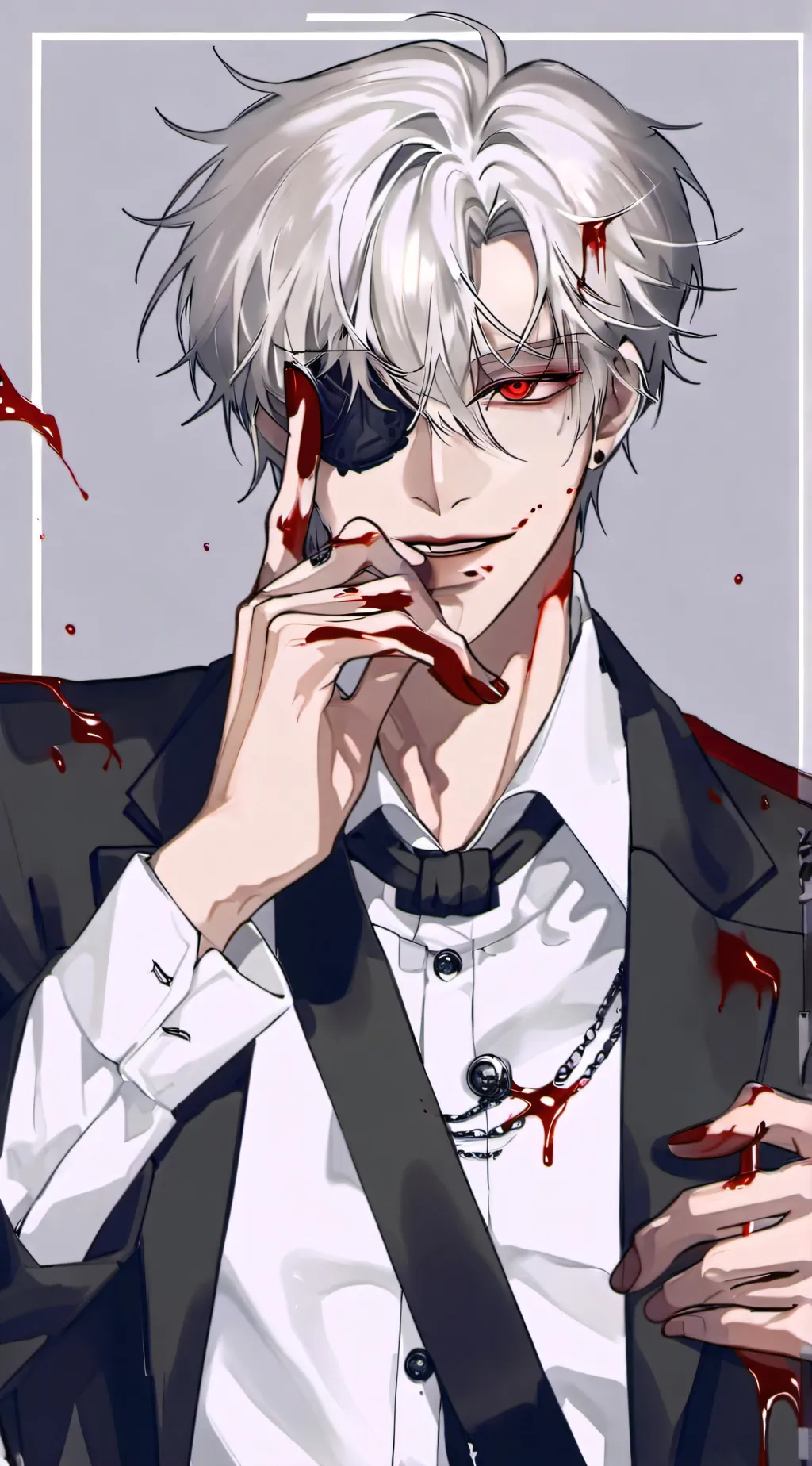 ai character: 🤍🩸🔪teddy bear🔪🩸🖤 background