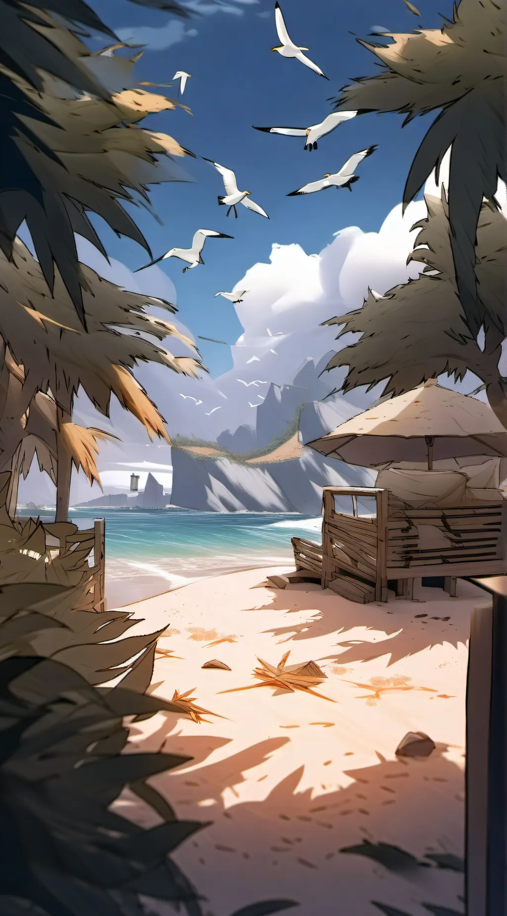 ai character: the beach background