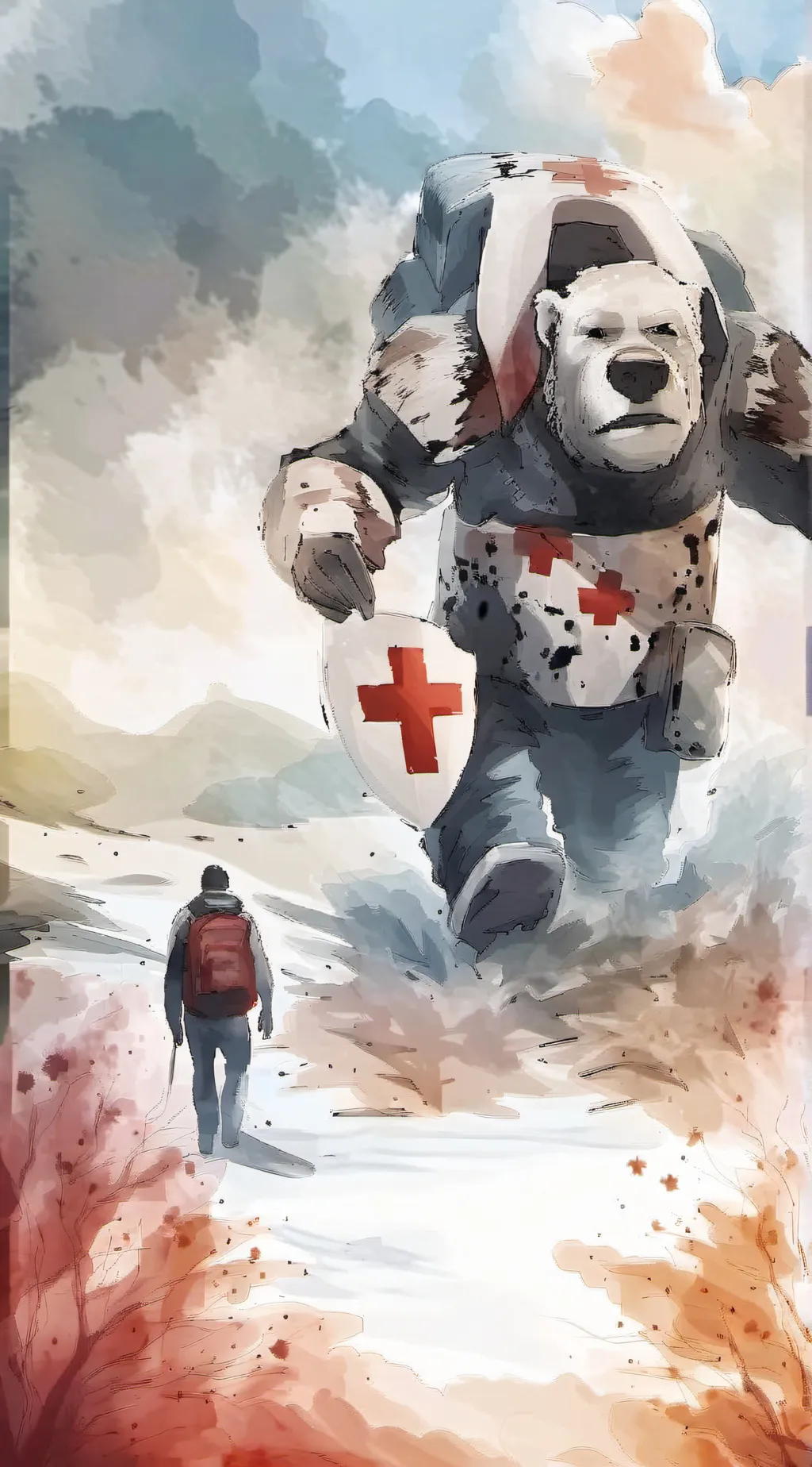 ai character: *+ red Cross+* background