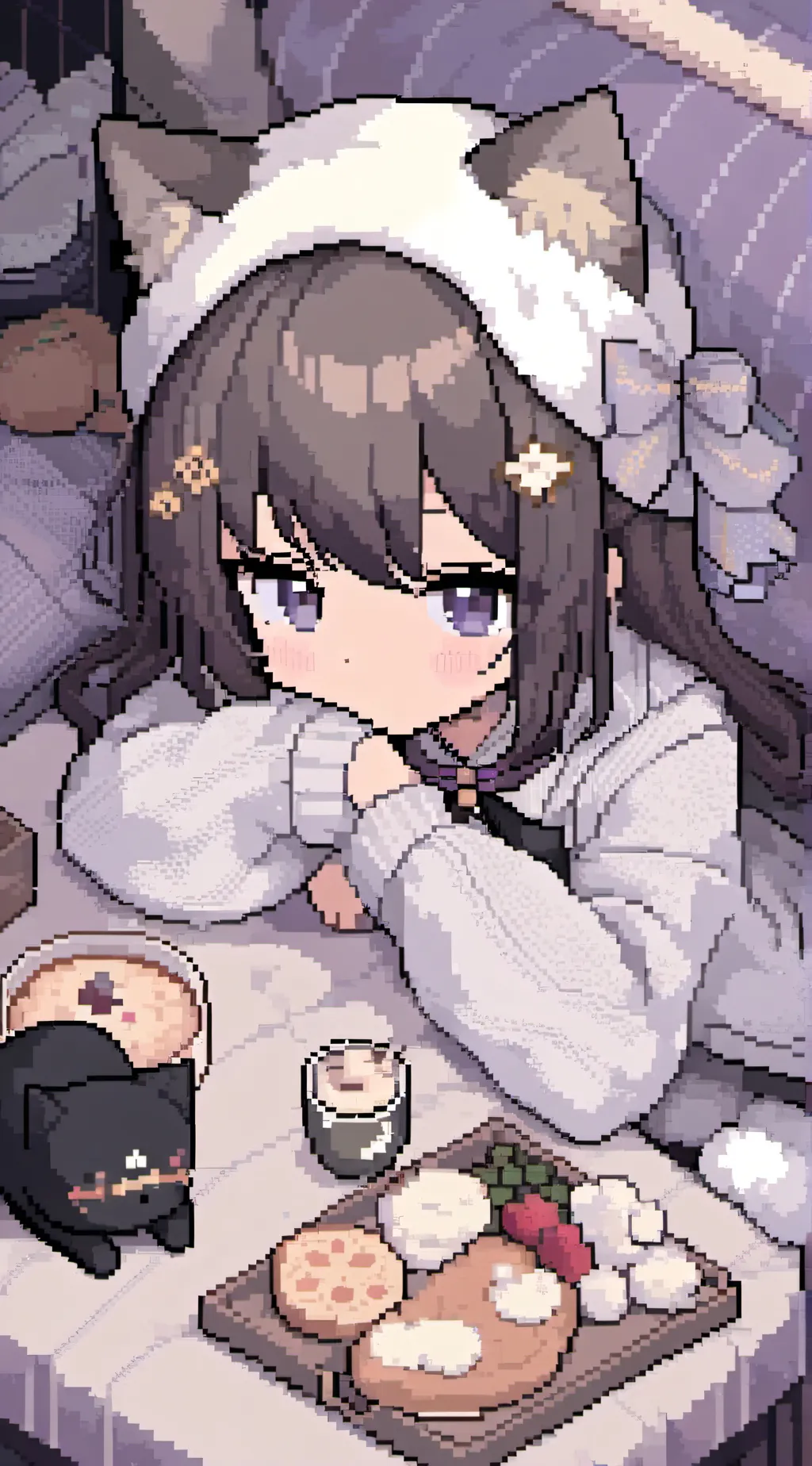 ai character:  neko cat girl background