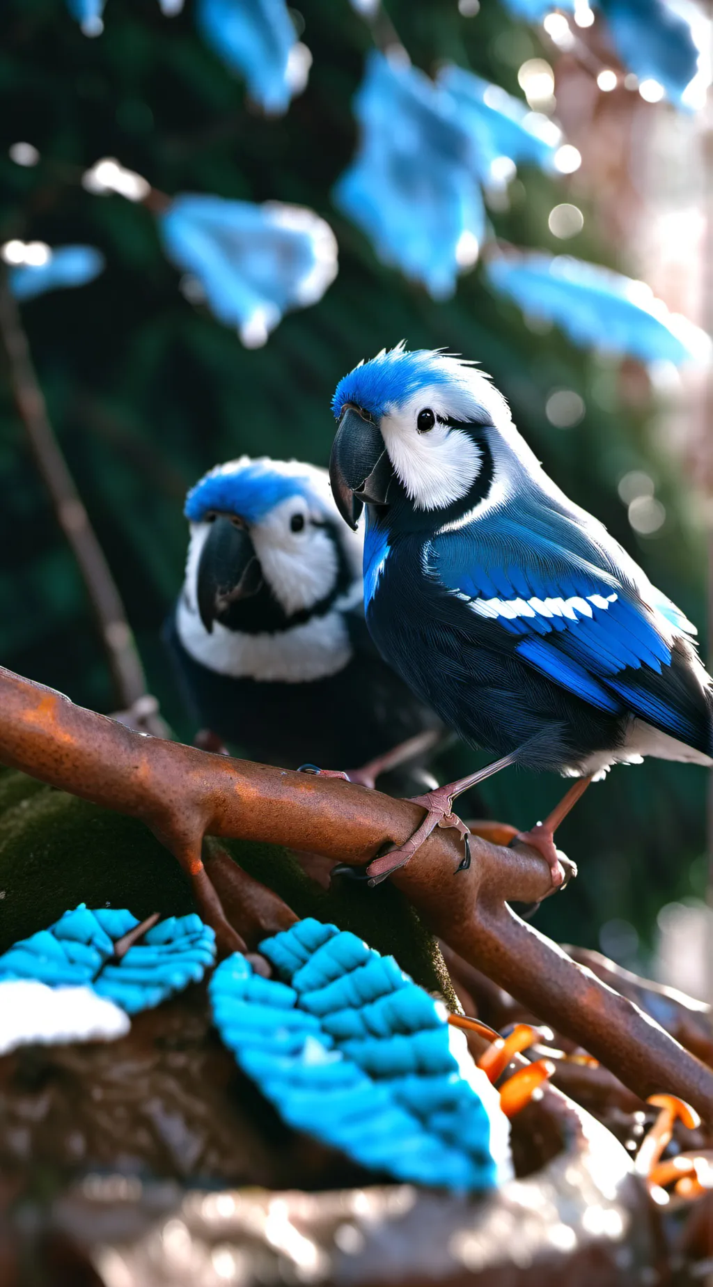 ai character: two birds on a wir background