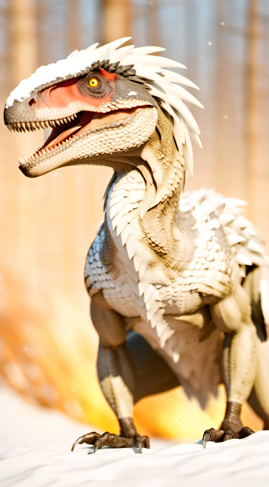 ai character: Violent snowraptor background