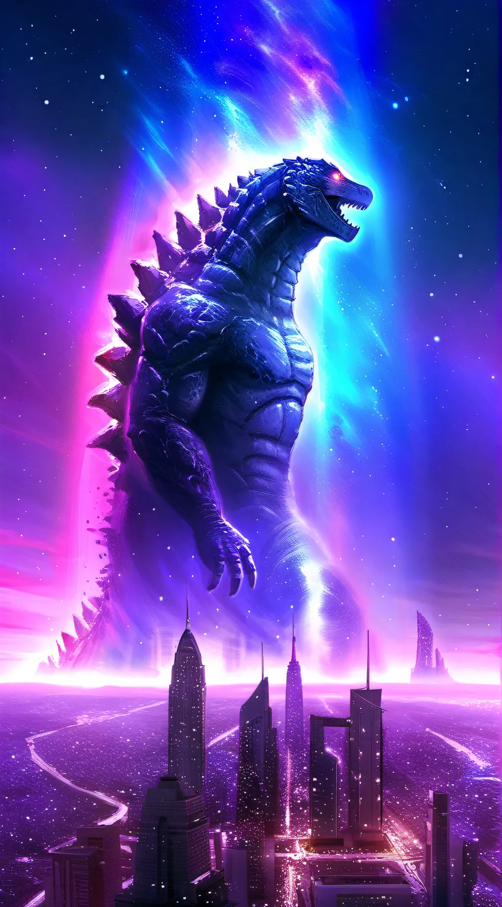 ai character: GODZILLA!!!!!!!!!! background
