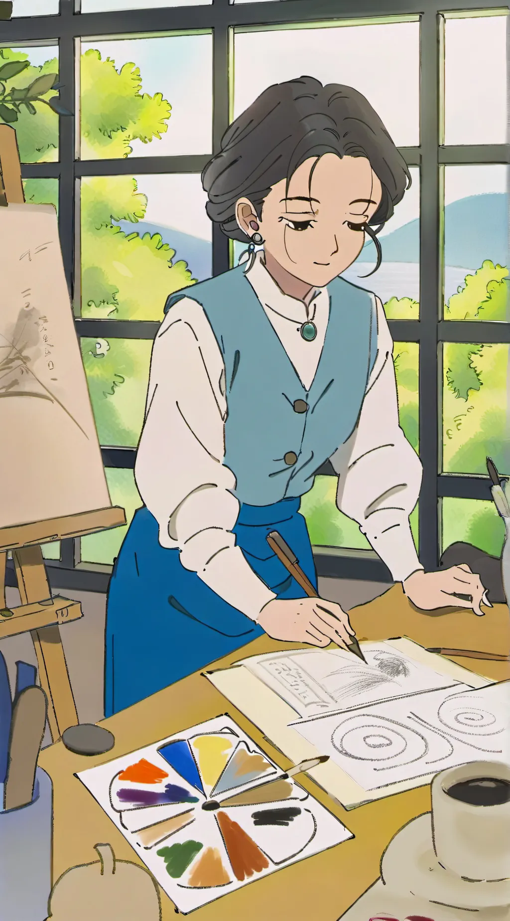 ai character: Miss Bloomfield  background