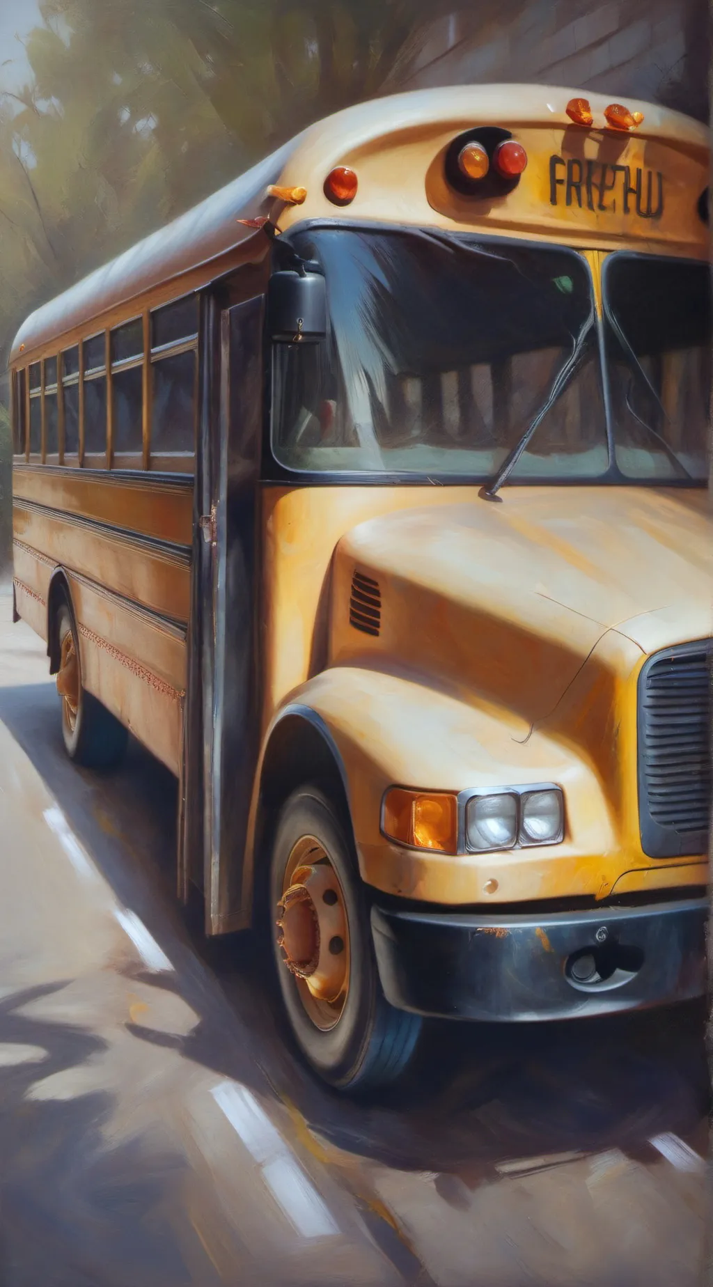 ai character: SchoolbusGraveyard background