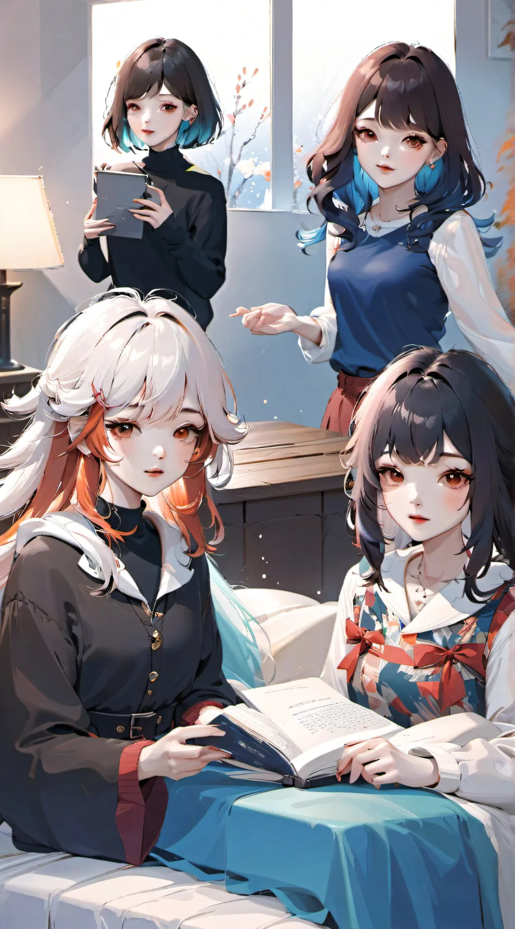 ai character: girls sleep over  background