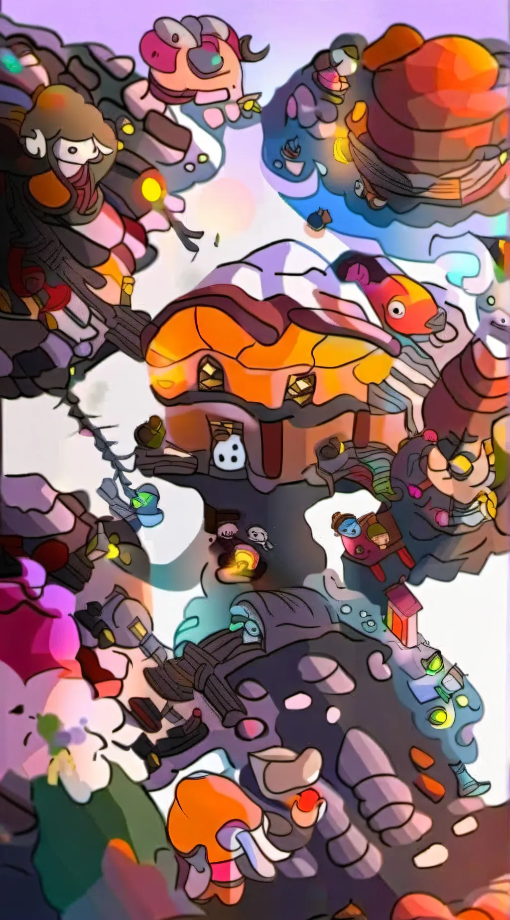 ai character: GLITCHY & FRIENDS  background