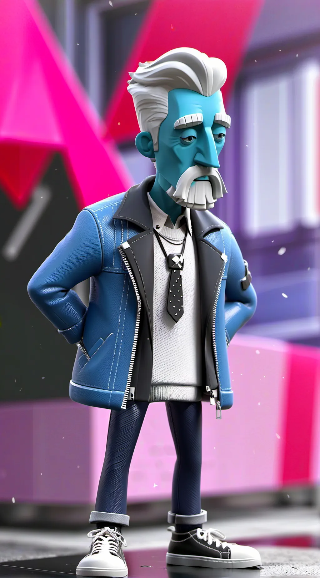 ai character: Blue mętn grandpa background