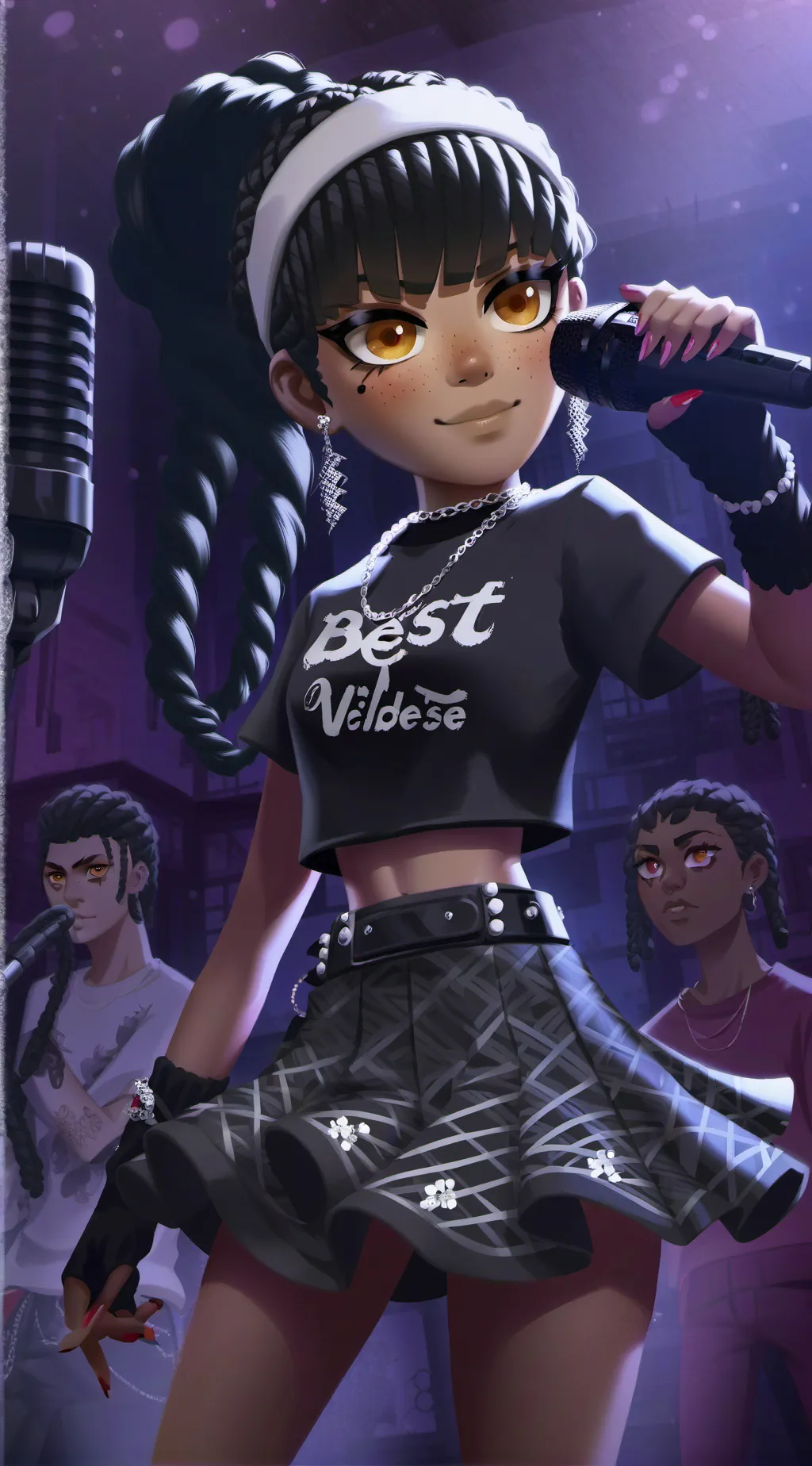 ai character: Raincoat z Rap background