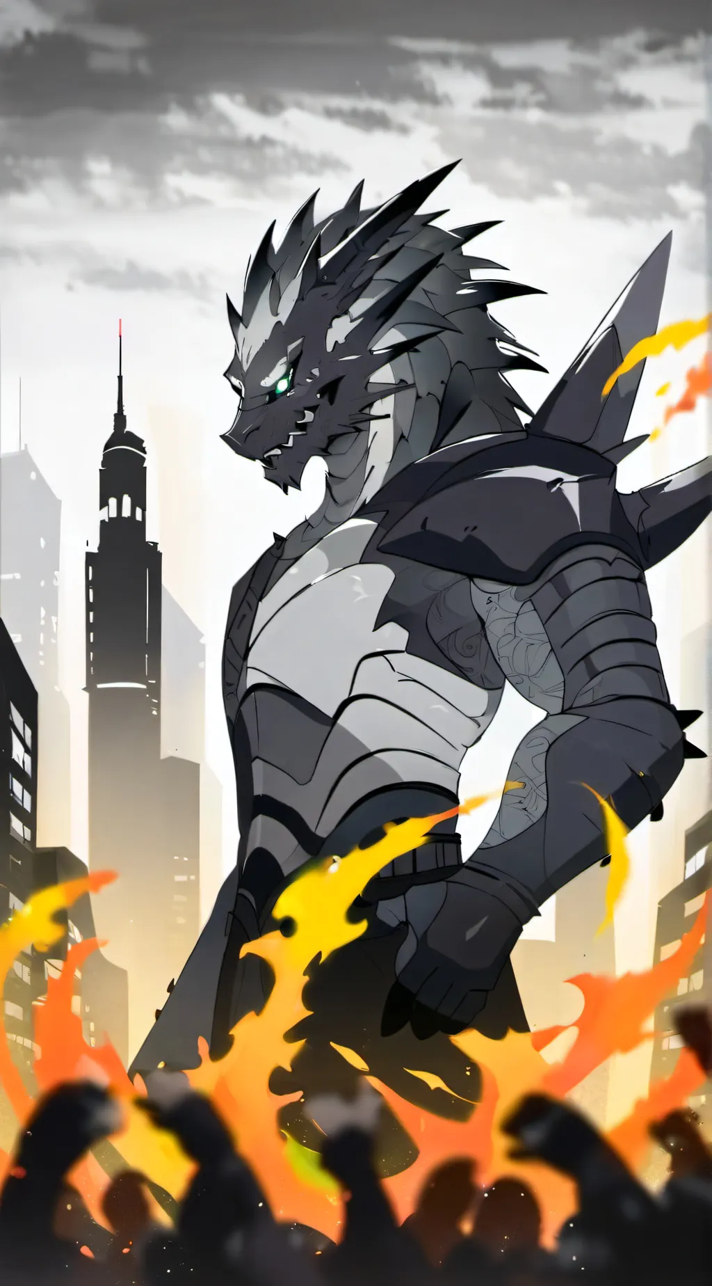 ai character: Godzilla background