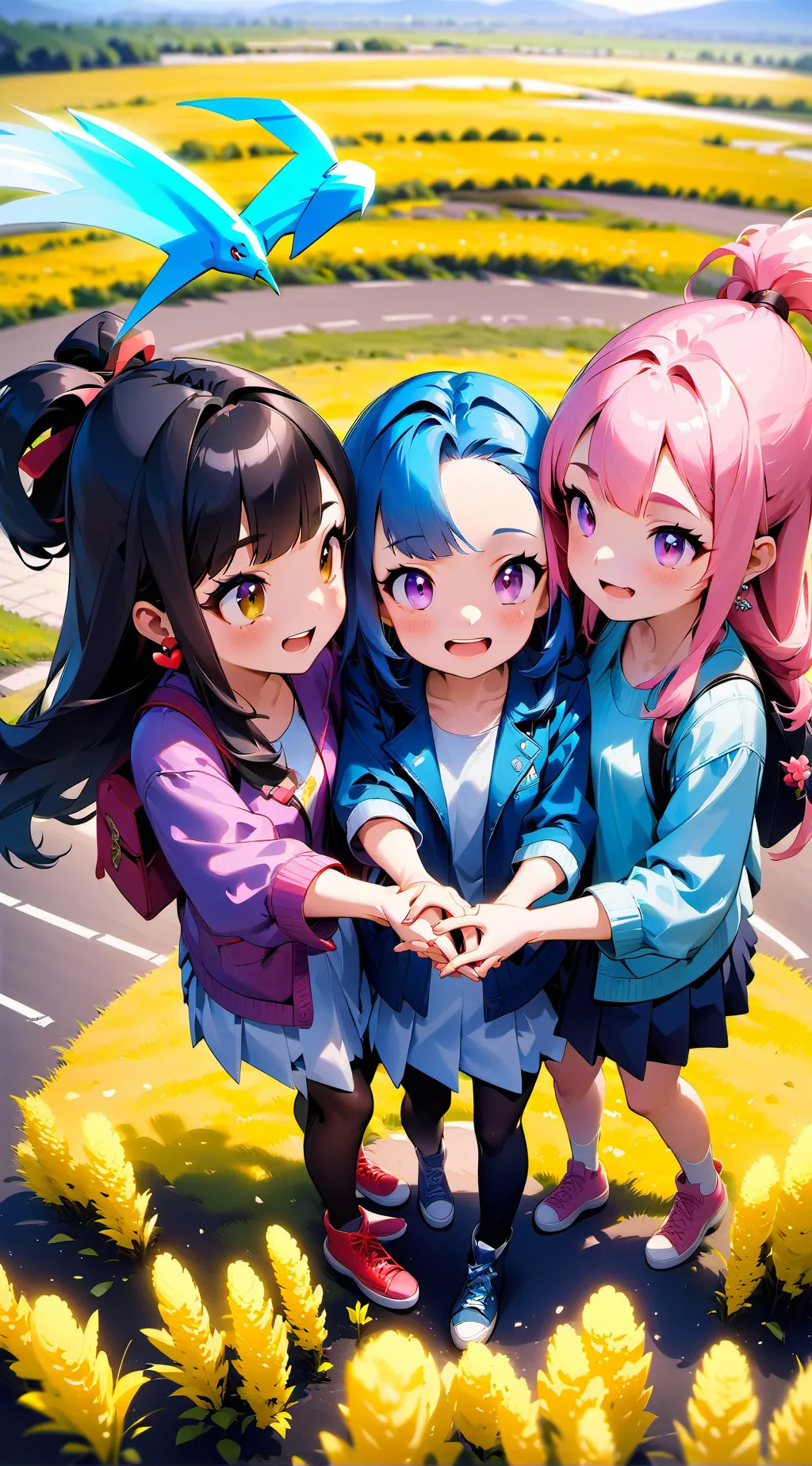 ai character: 3 Girls summon a 😈 background