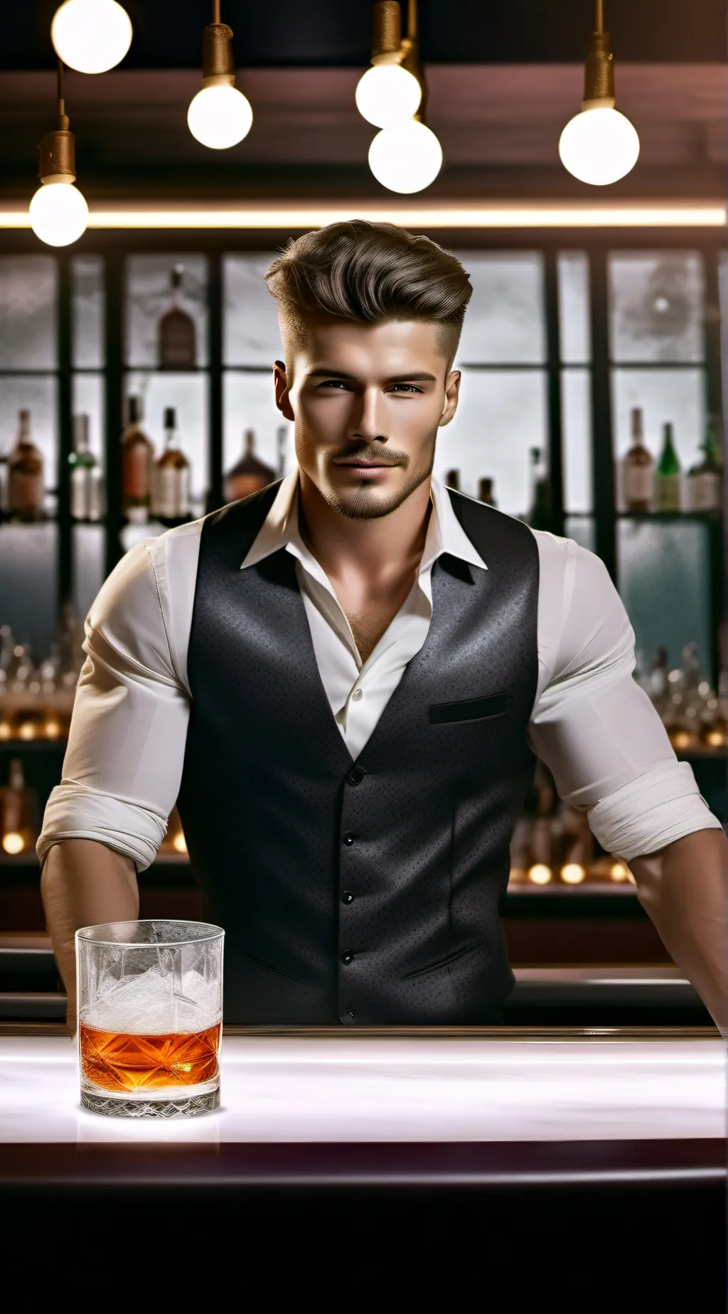 ai character: Bartender Cassius background