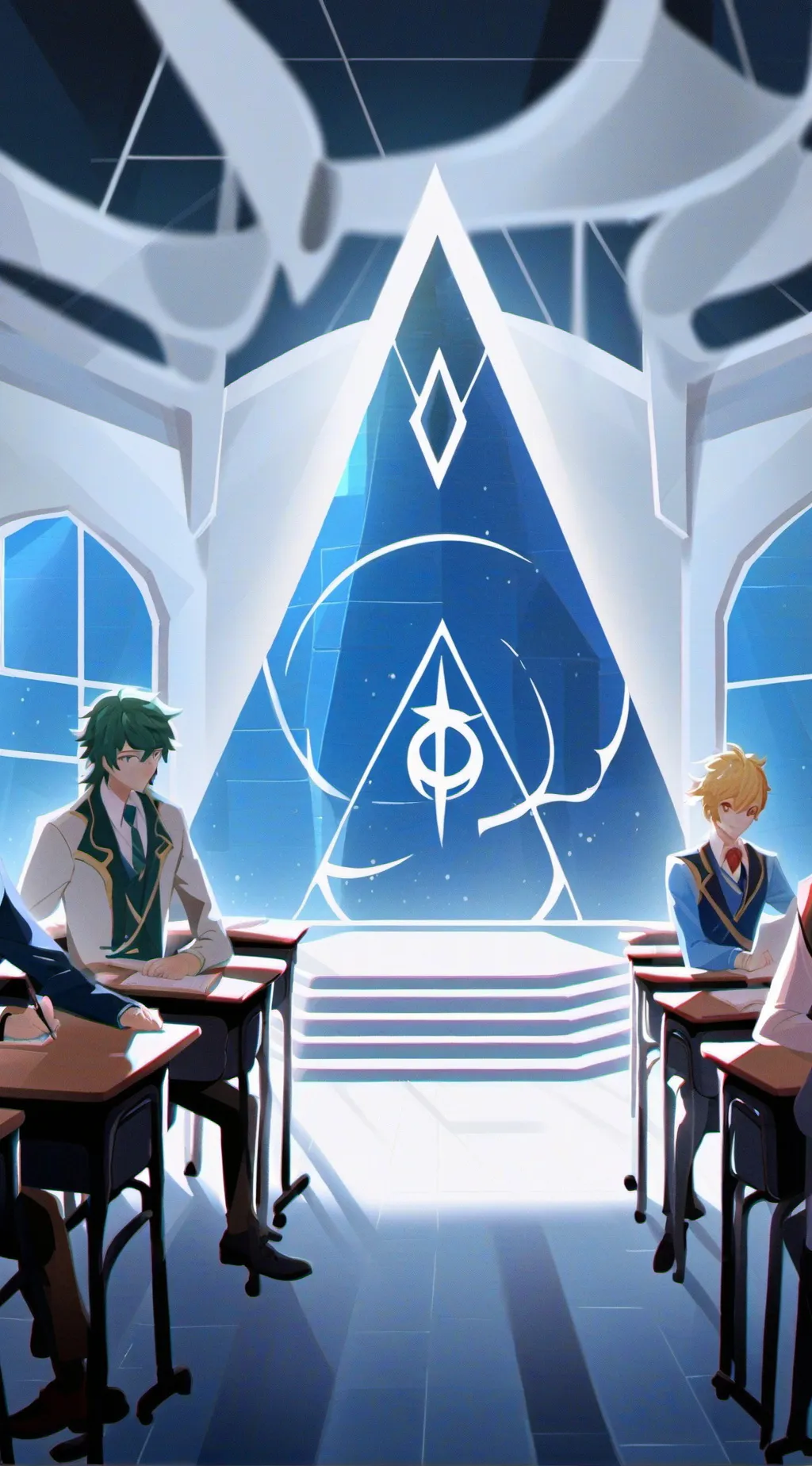 ai character: power testing day background