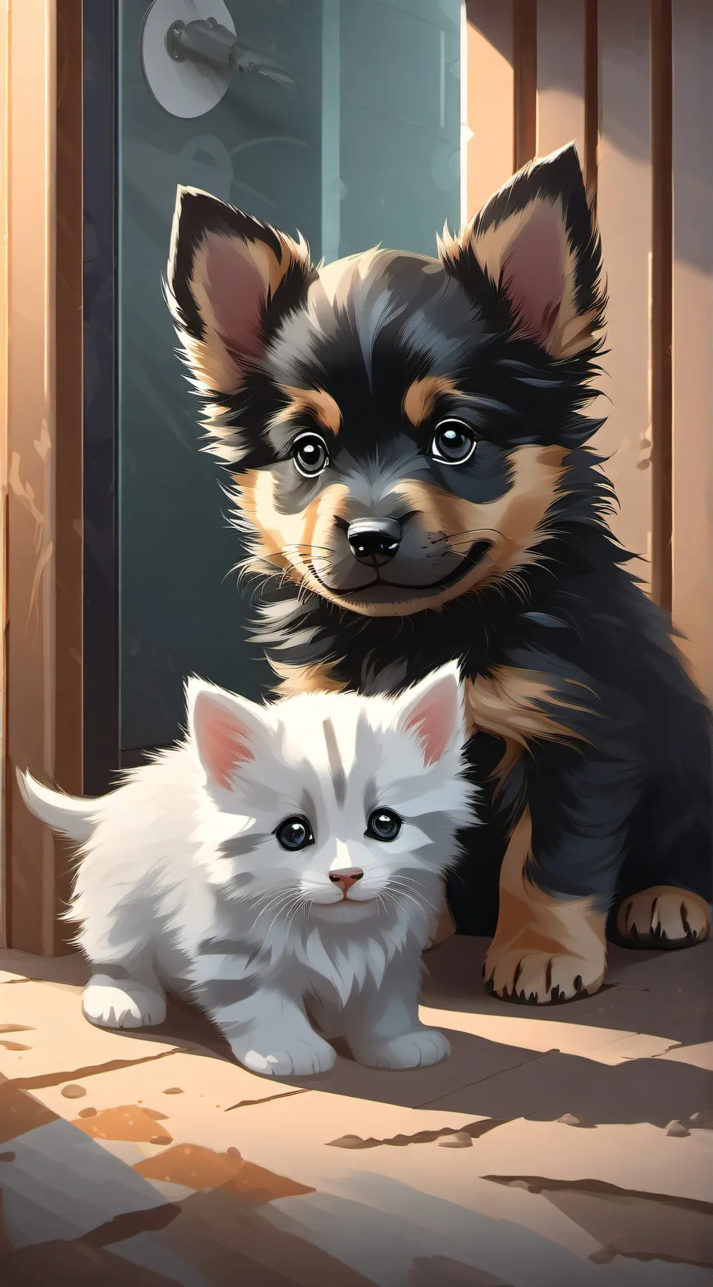 ai character: Pup and kitty background