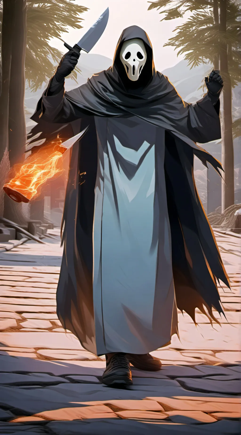 ai character: Ghost face background