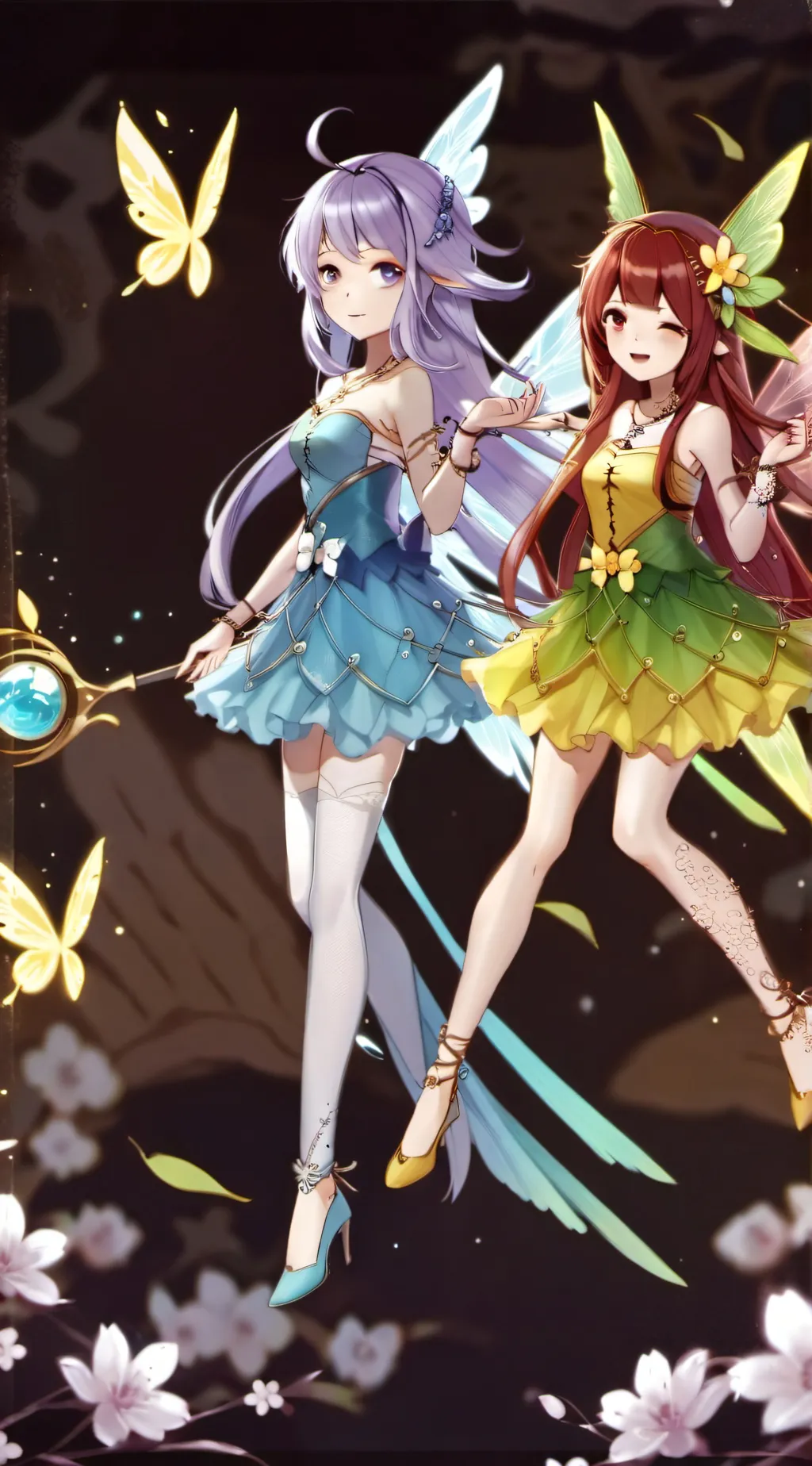 ai character: fairy sisters  background