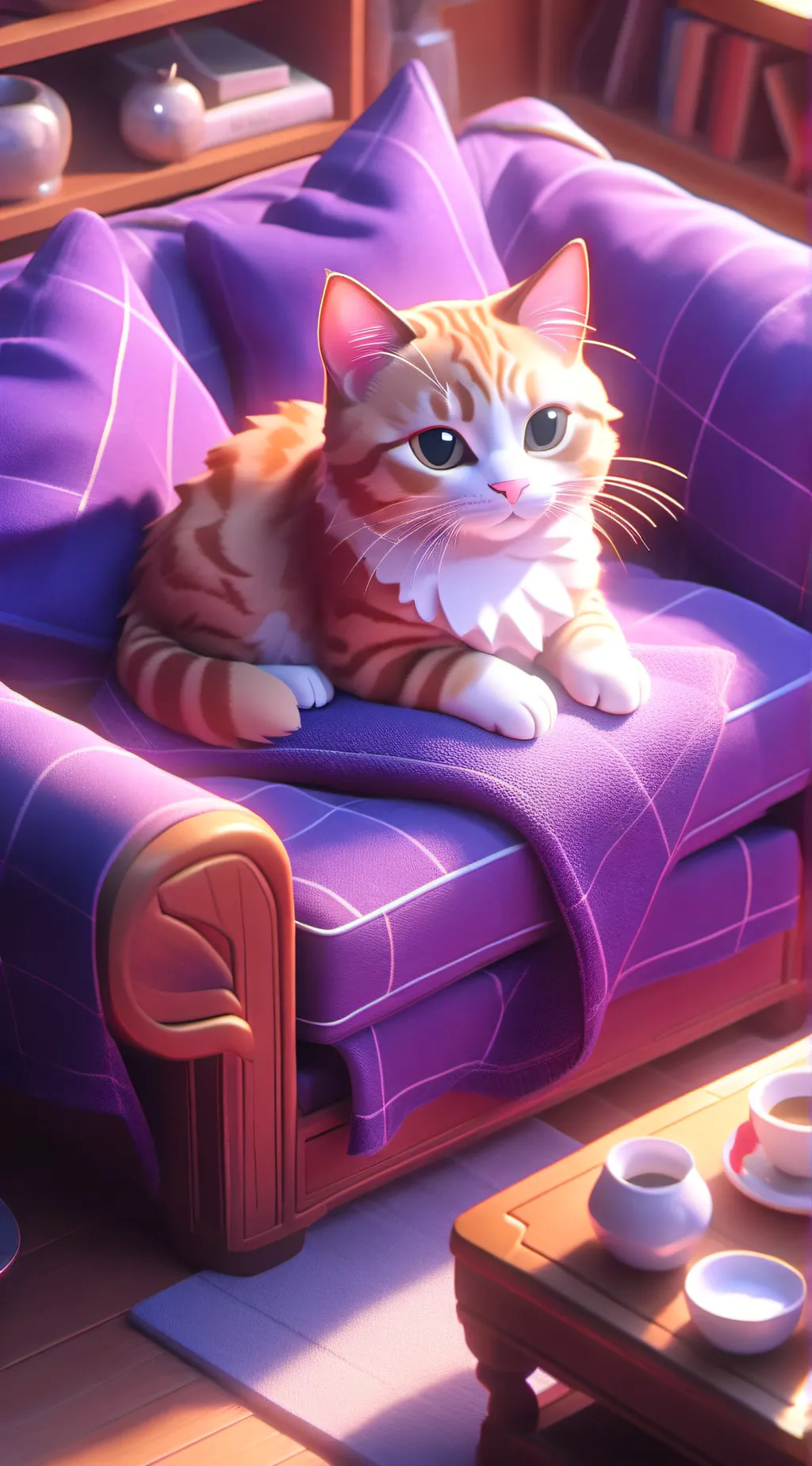 ai character: grandmas kitten background