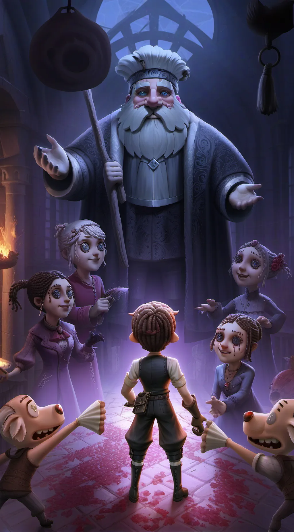 ai character: John pork but fpe  background