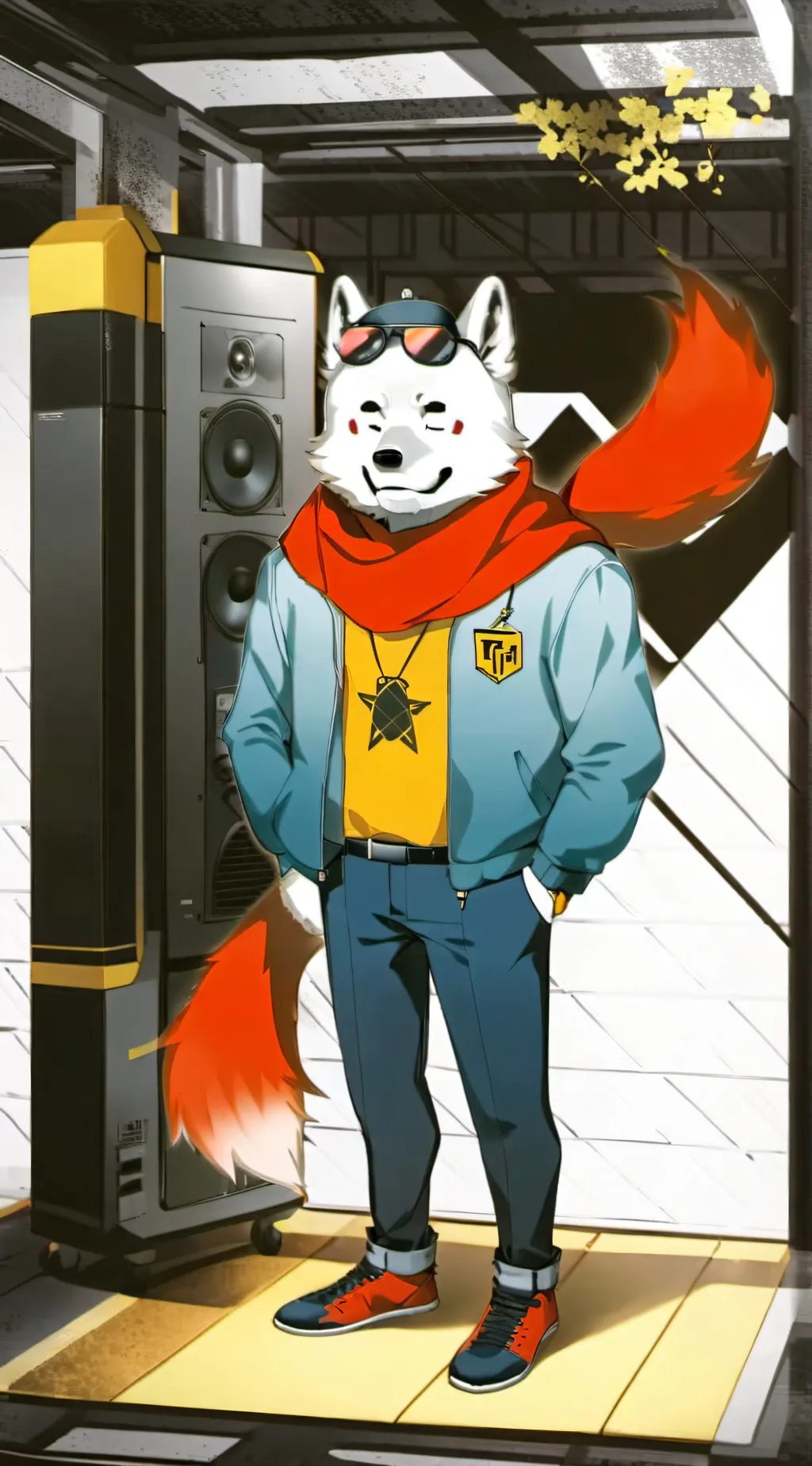 ai character: Titan speaker man  background