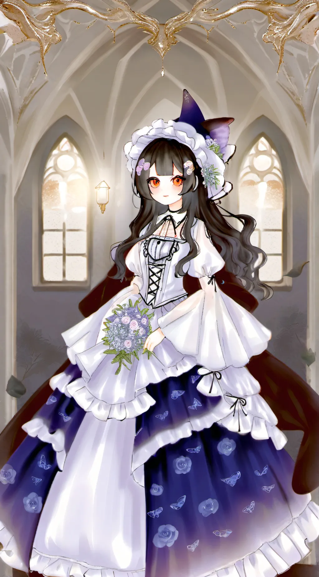 ai character: purple lily background
