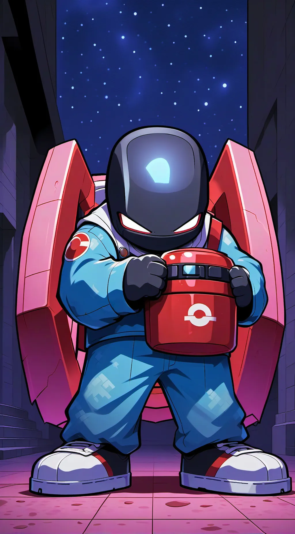 ai character: Blue background