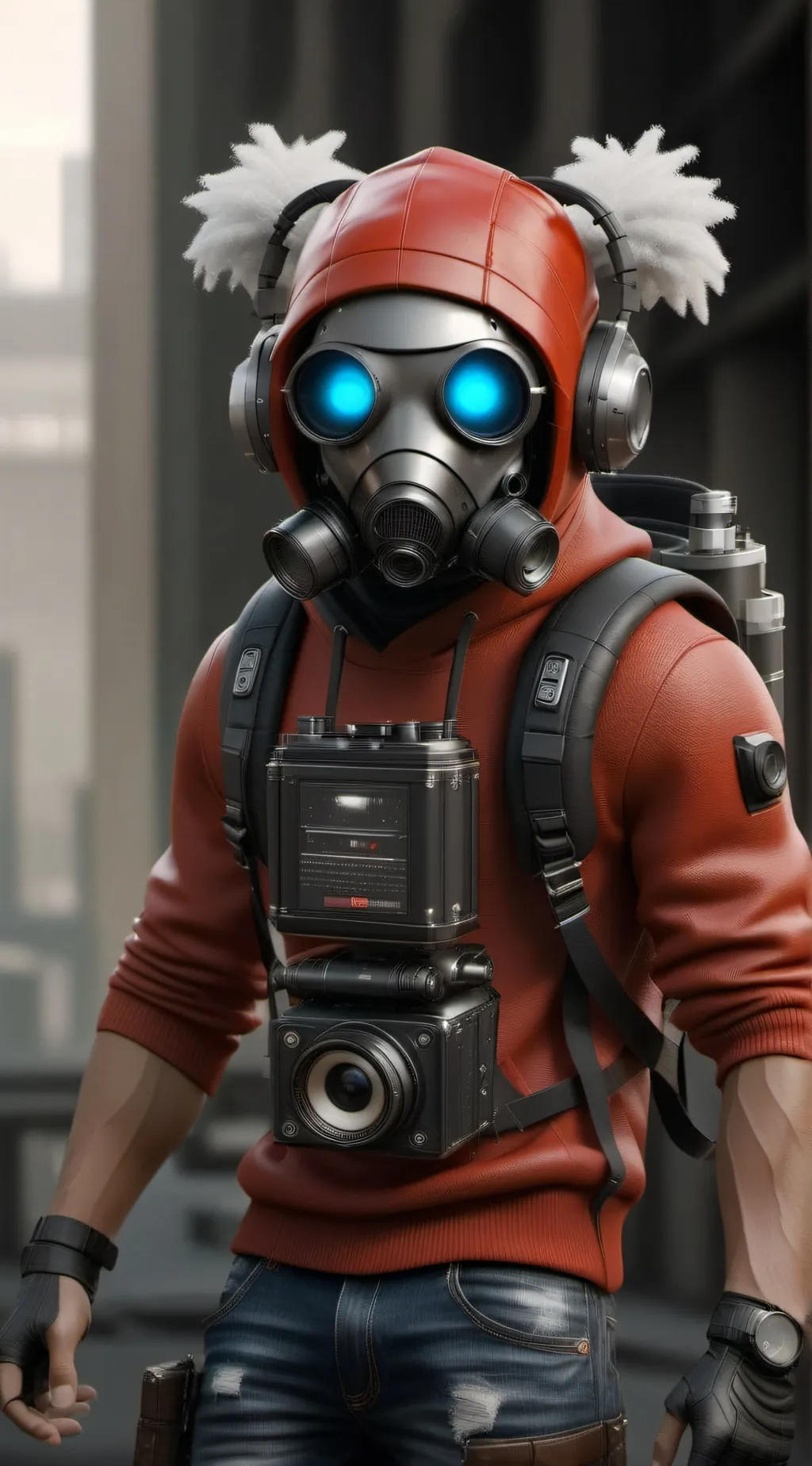 ai character: Titan speaker man  background