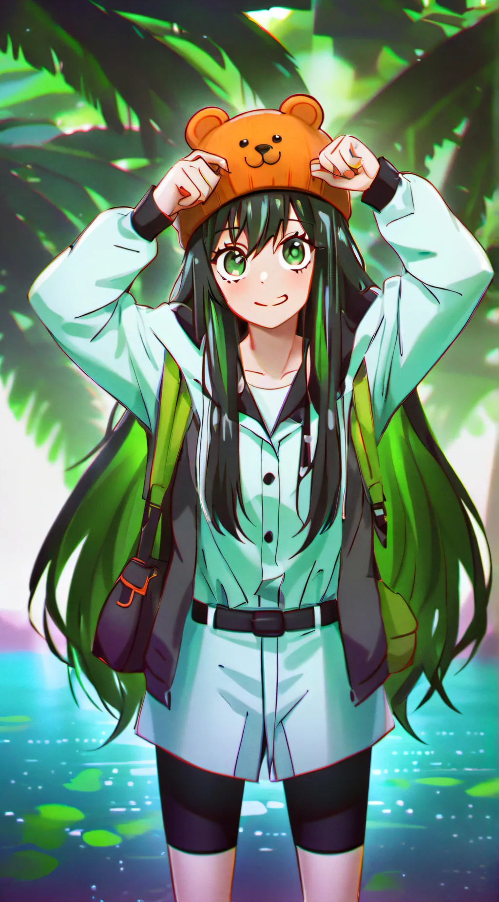 ai character: 🐸💚🐸💚tsuy asui💚🐸💚🐸 background