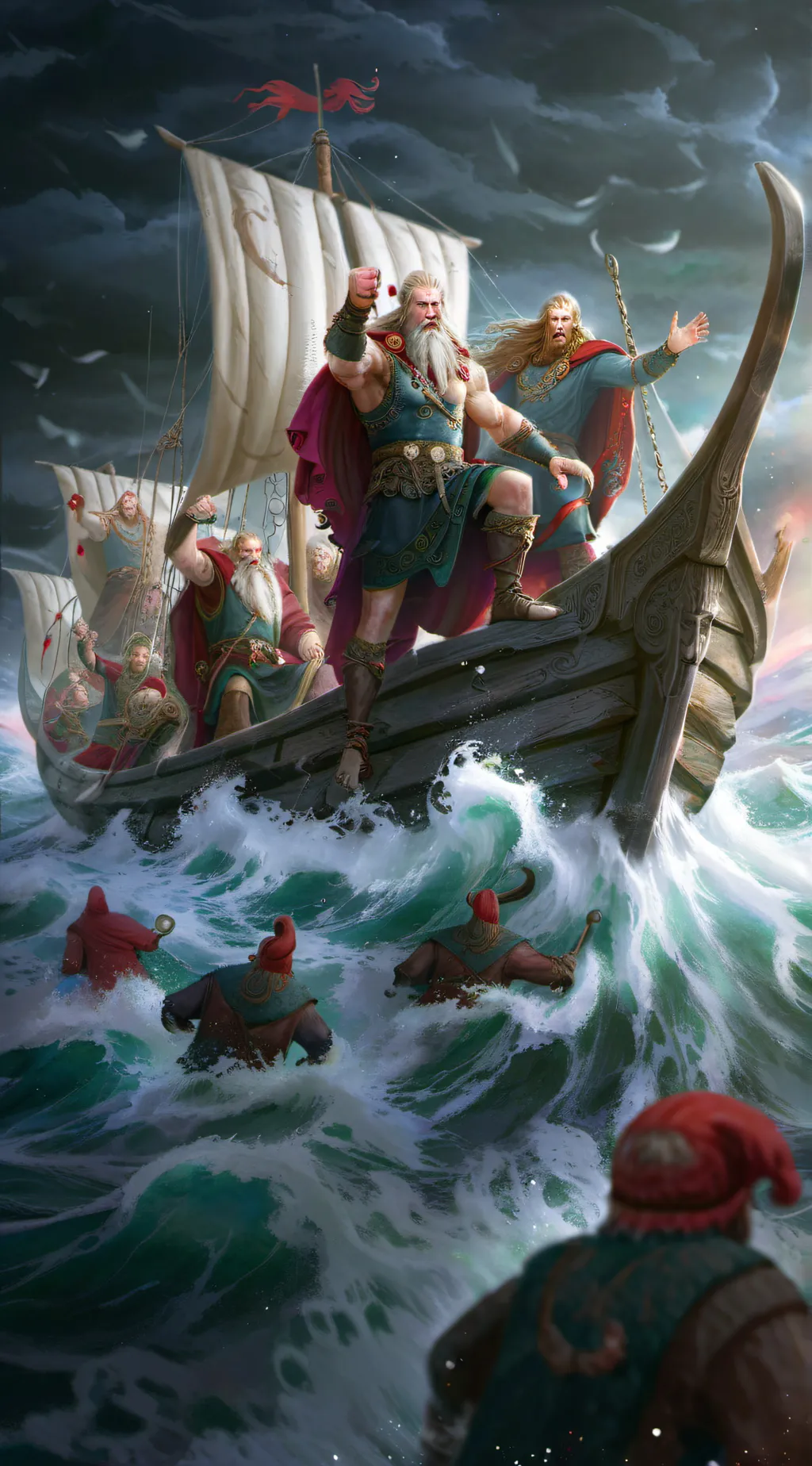 ai character: viking yard background