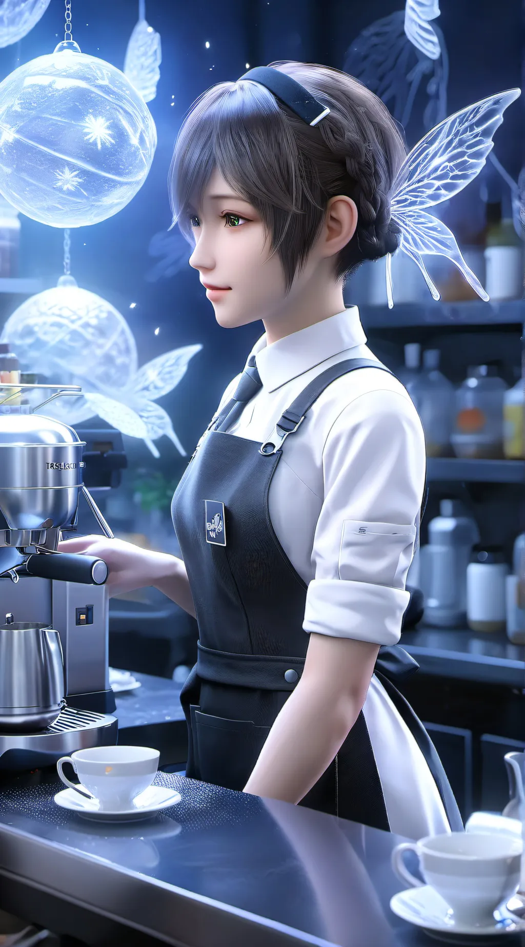 ai character: Cafae Latte background