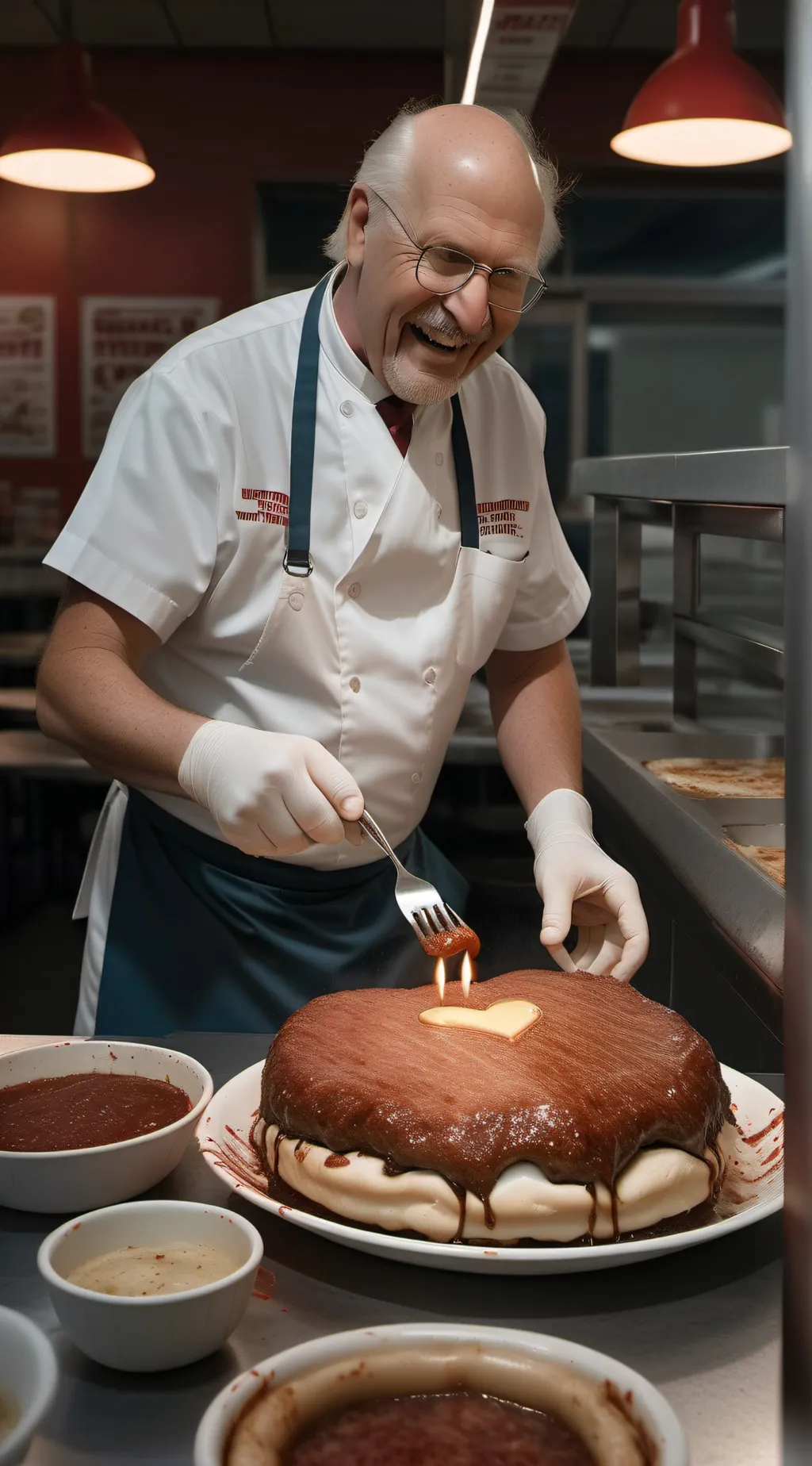 ai character: Heart attack grill background