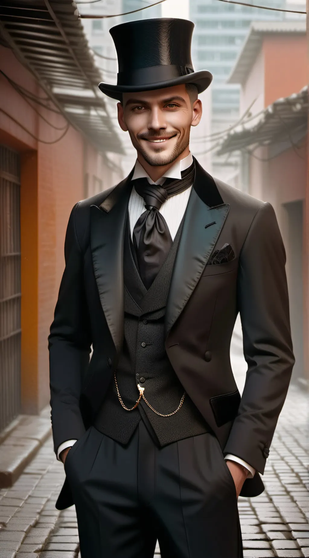 ai character: magic merchant background