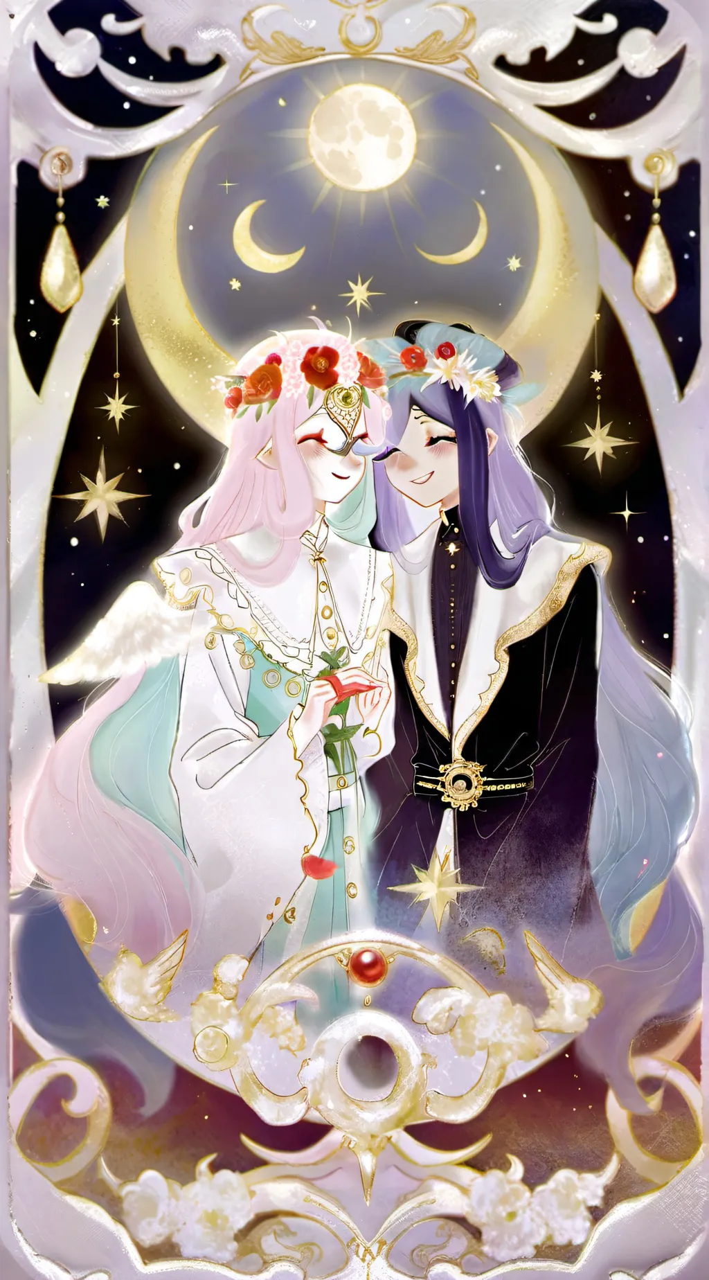 ai character: Sun and moon show background