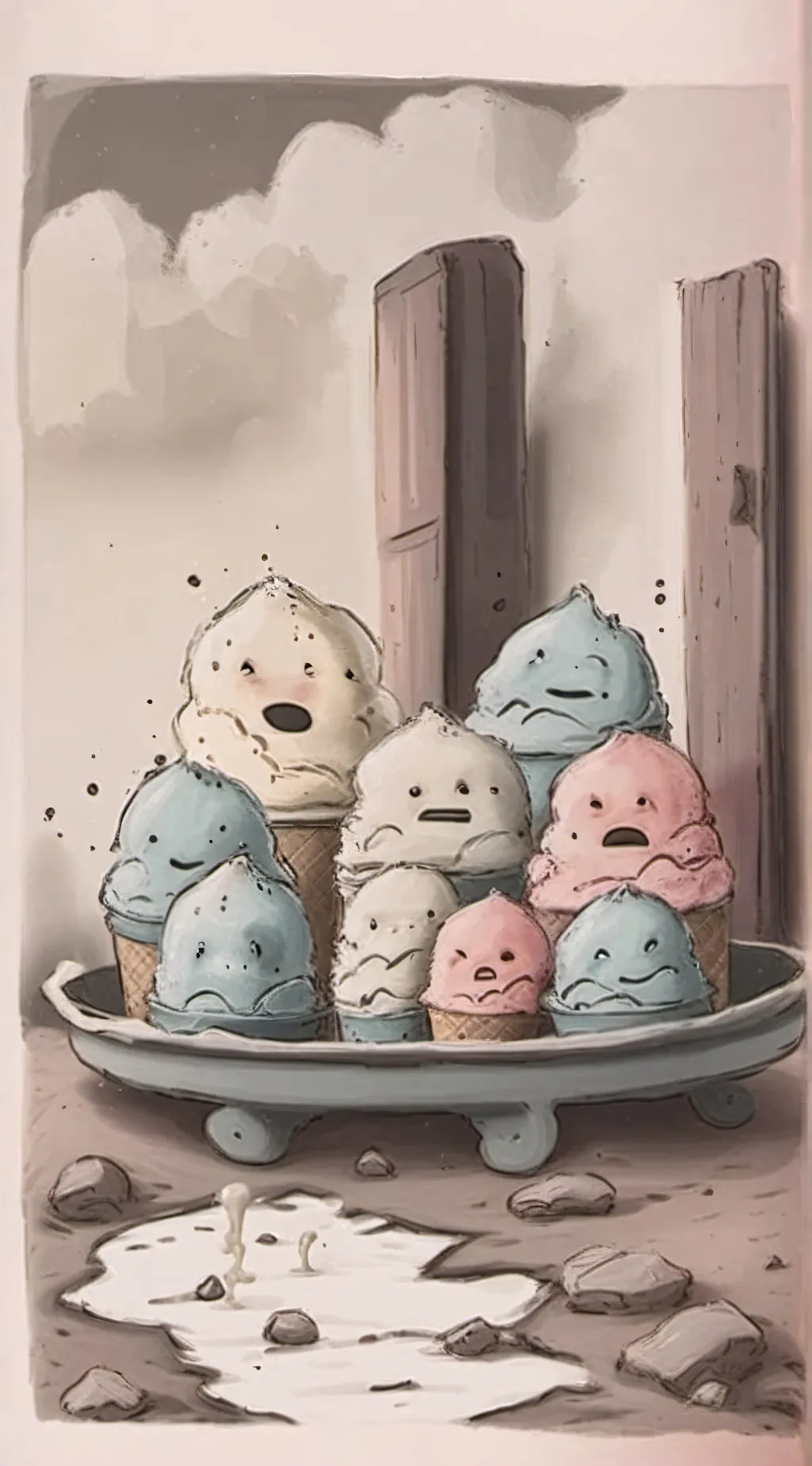 ai character: baby ice cream background