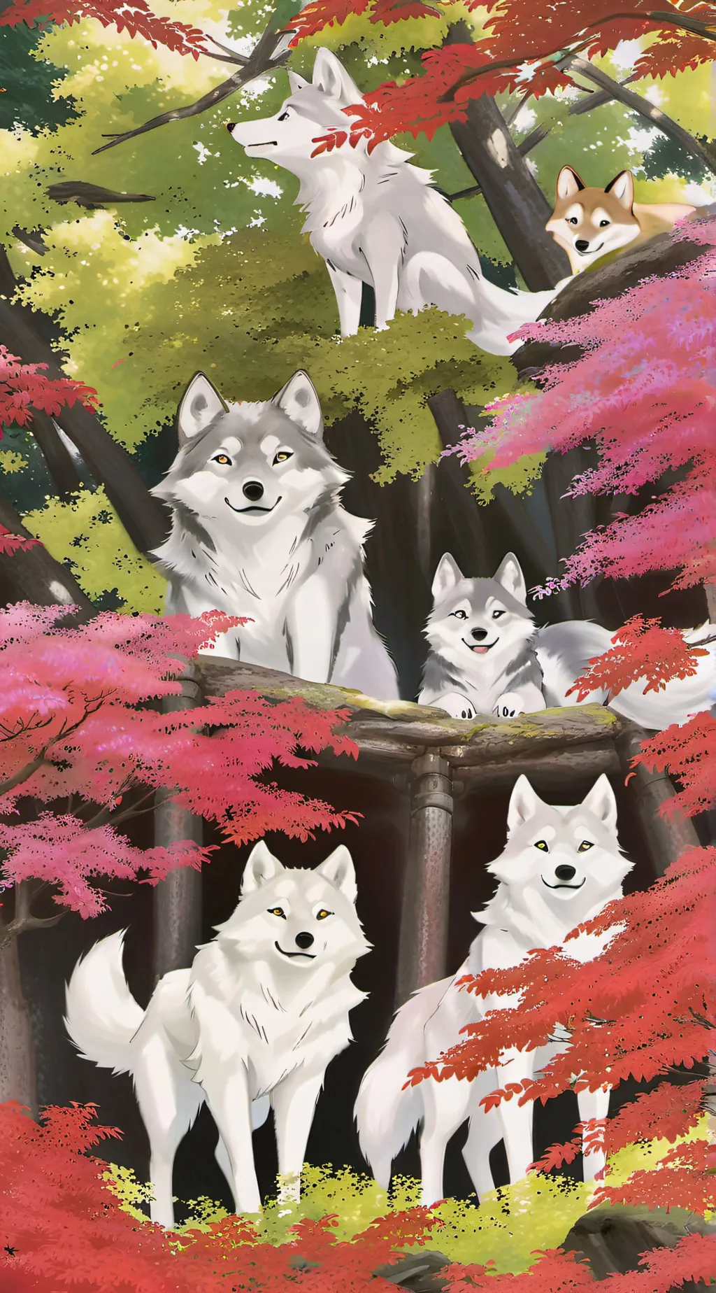 ai character: Wolf enclosure background