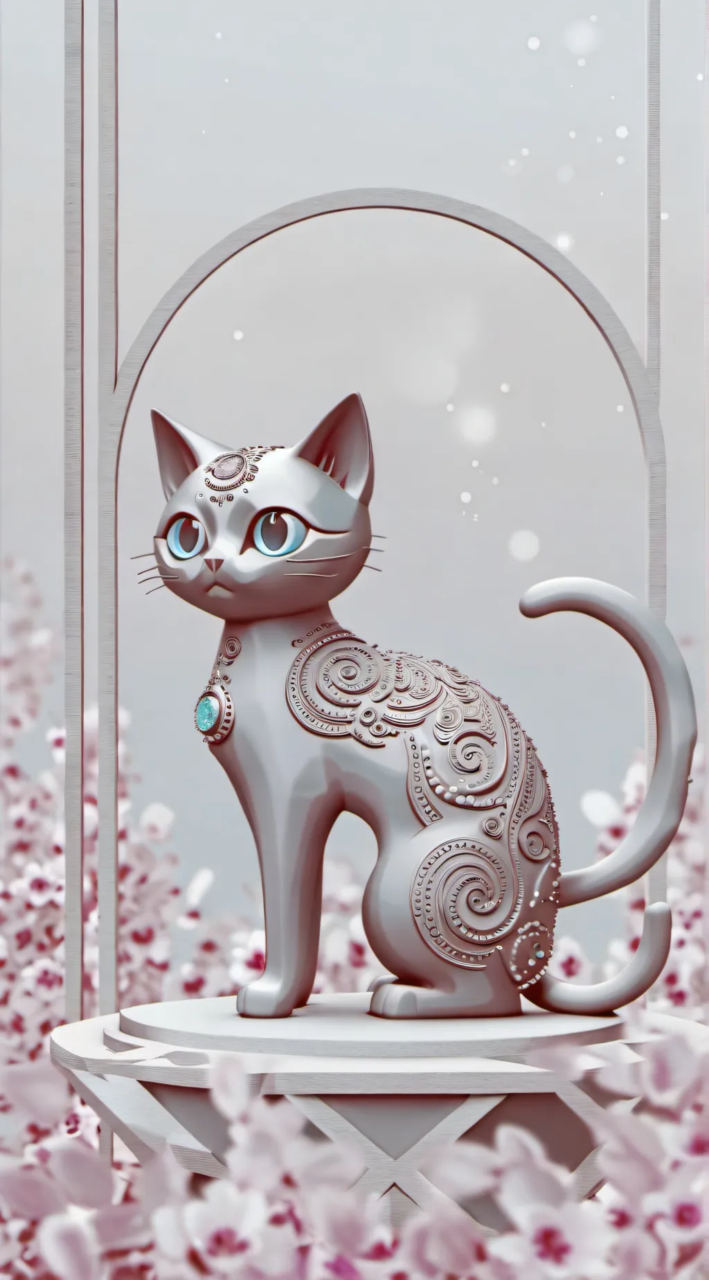 ai character: •~mew statue~• background