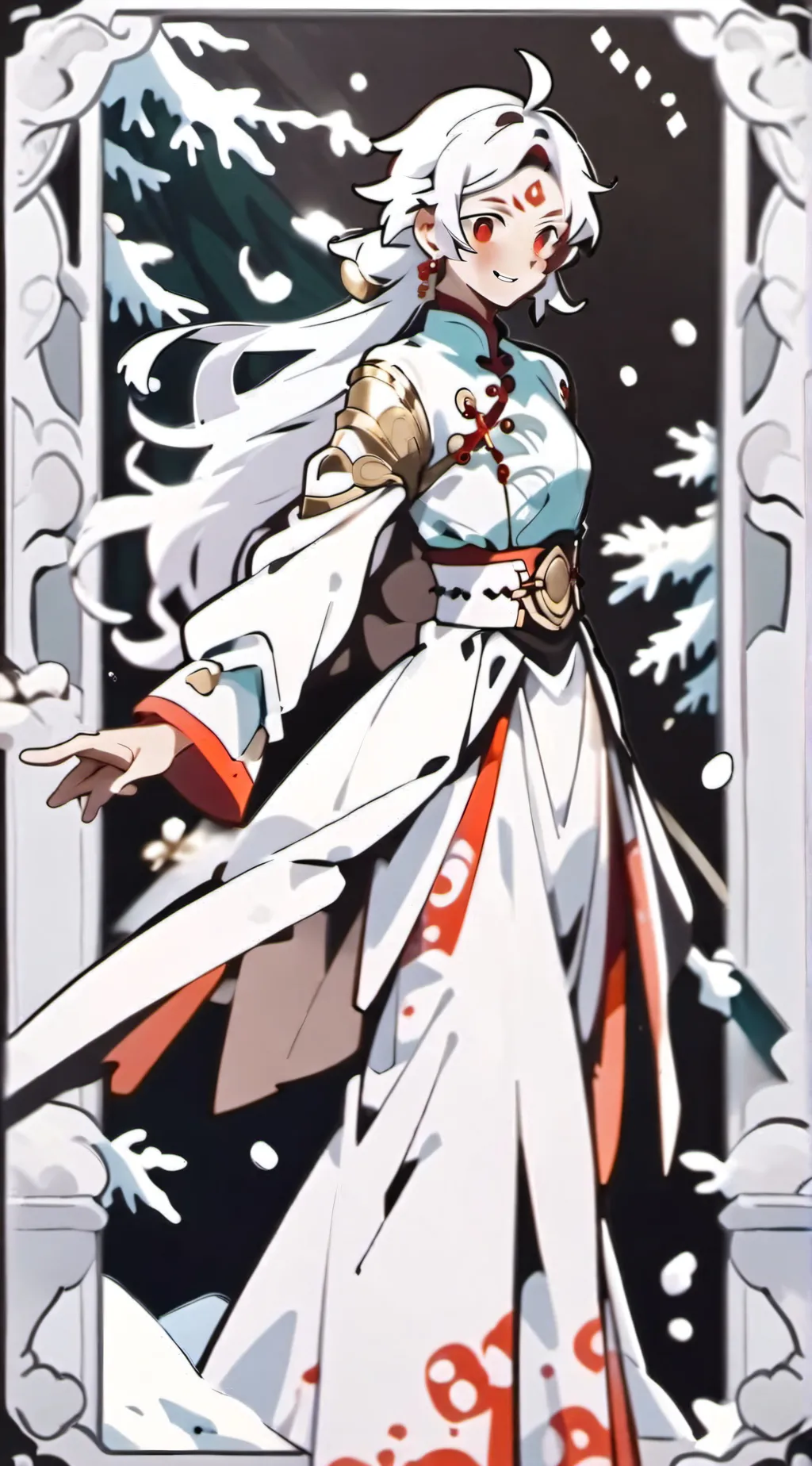 ai character: ice hashira background