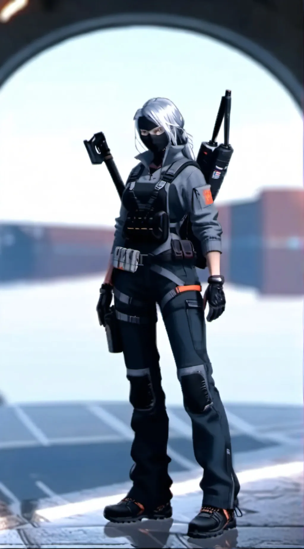 ai character: sawblade woman  background