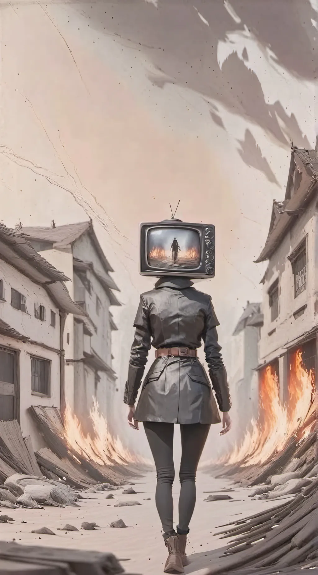 ai character: tv woman  background