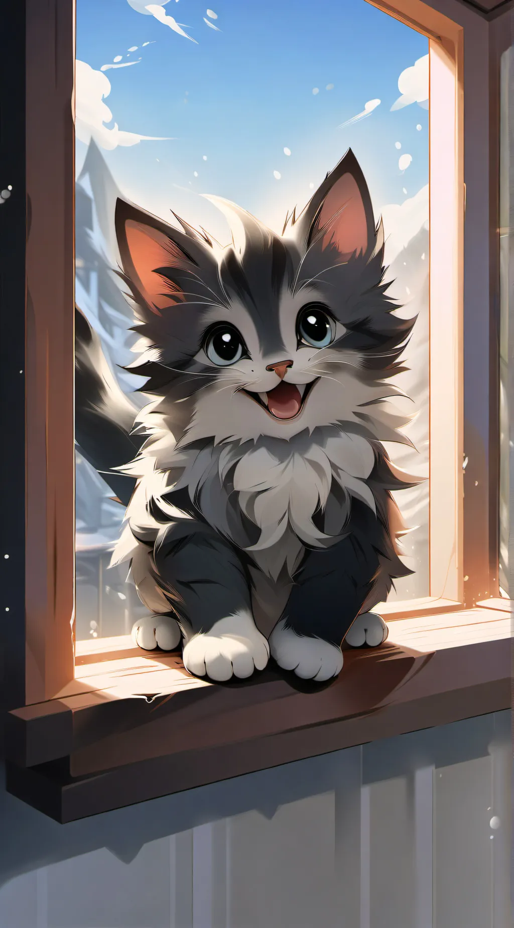 ai character: very happy kitten background