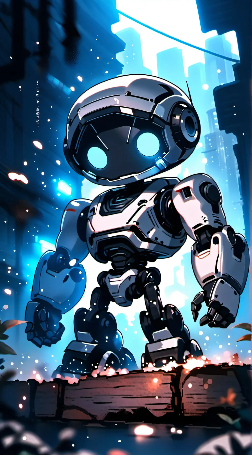 ai character: Titanium robot  background