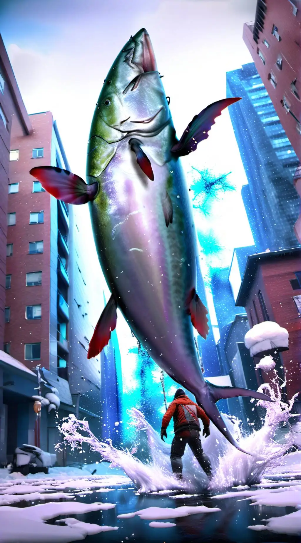 ai character: HUGEEE FISH background