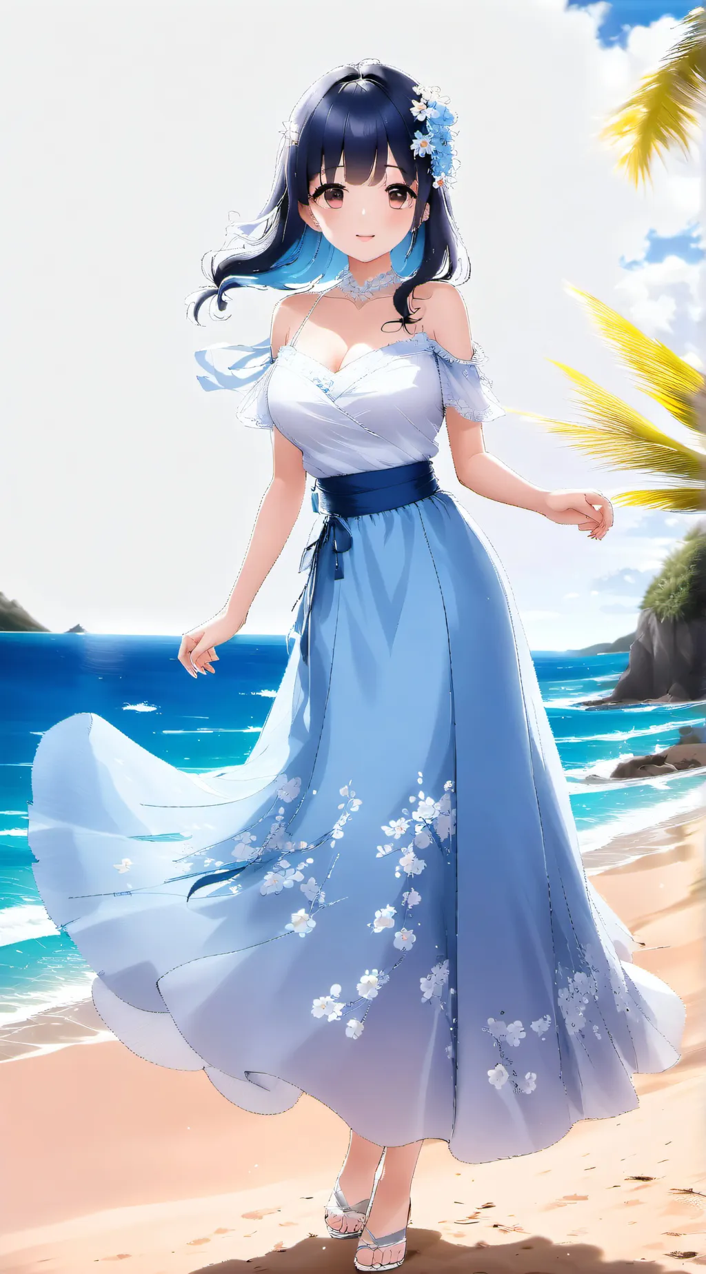 ai character: MHA Beach Fun background