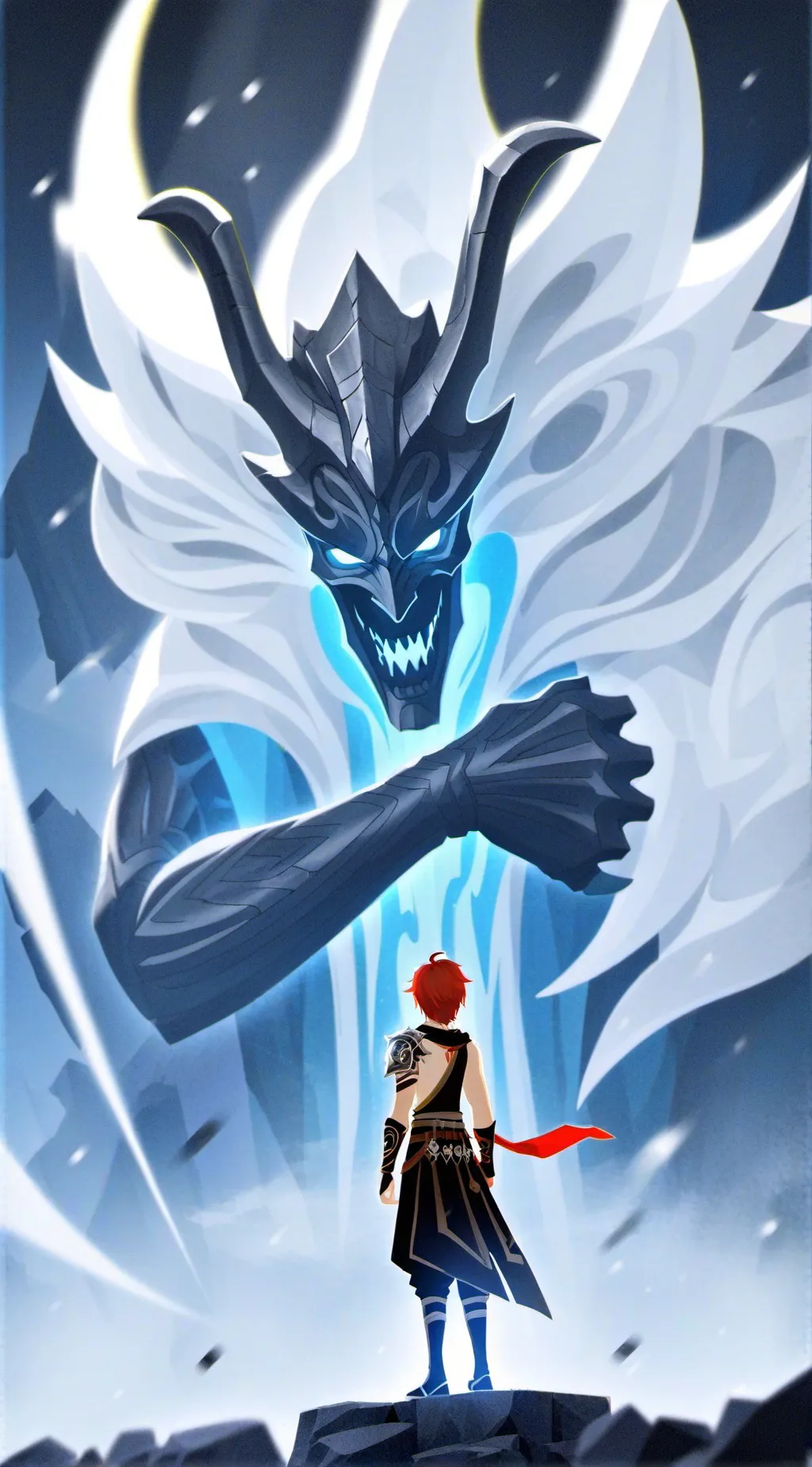 ai character: Blue demonic Monst background