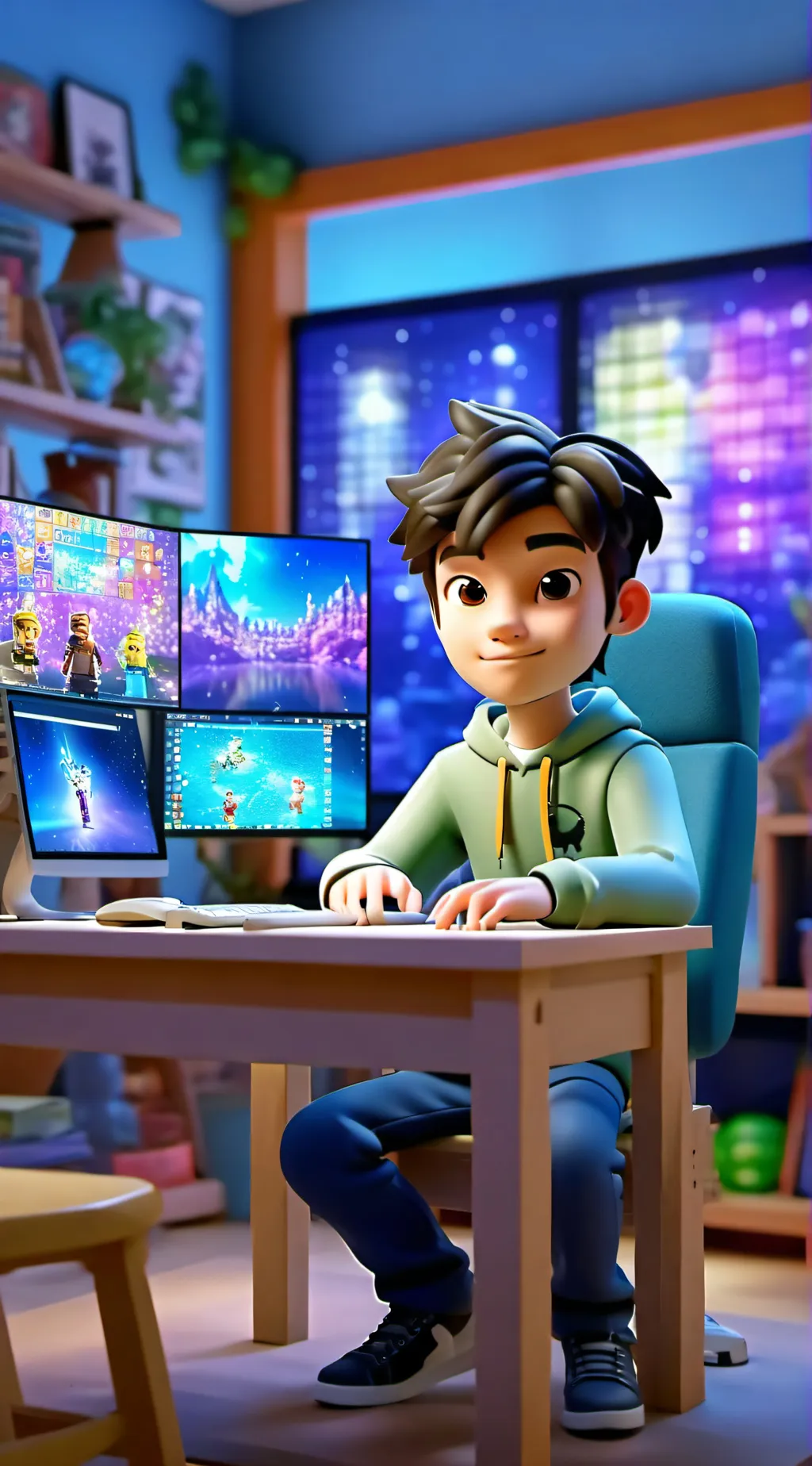 ai character: Roblox Story background